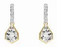 Boucles d oreilles  éclat céleste  - or 375 carats, topaze blanche et diamants