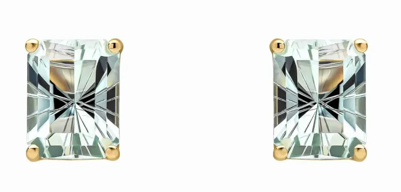 Boucles d oreilles éclat d améthyste verte et or jaune 375 carats