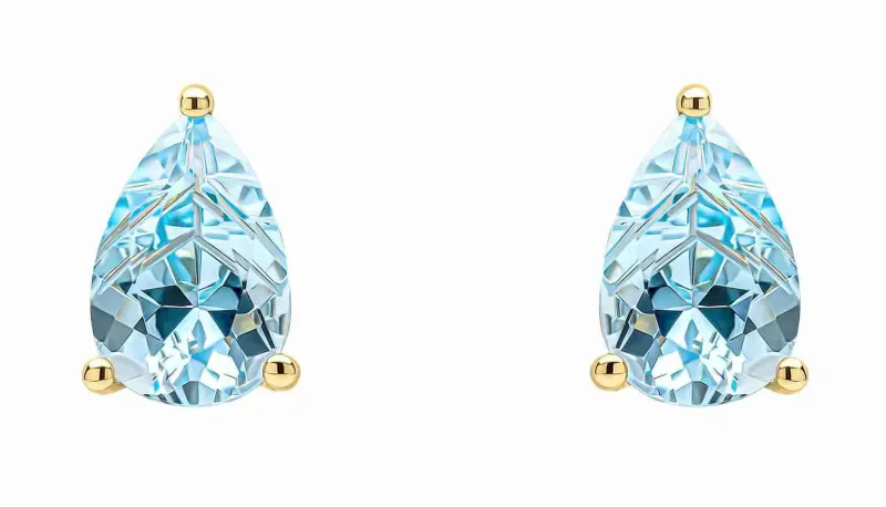Boucles d oreilles topaze bleue véritable et or jaune 375 carats - éclat d azur