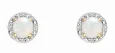 Boucles d oreilles céleste : opale irisée et diamants scintillants, or blanc 375 carats