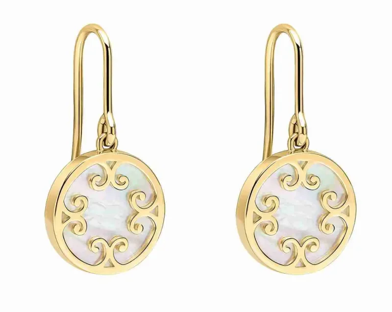 Boucles d oreilles boucles nacre et or jaune 375 carats