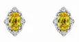 Boucles d'oreilles diamants et saphir jaune en or jaune 375 carats.