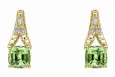 Boucles d'oreilles diamants et saphir vert en or jaune 375 carats.