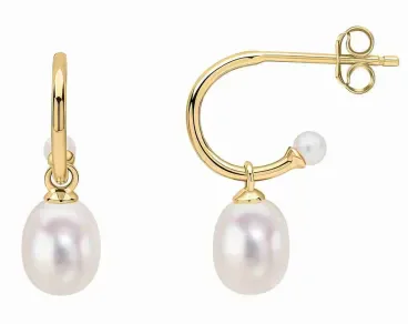 Boucles d oreilles  éclat nacré  - perle de culture et or 375 carats