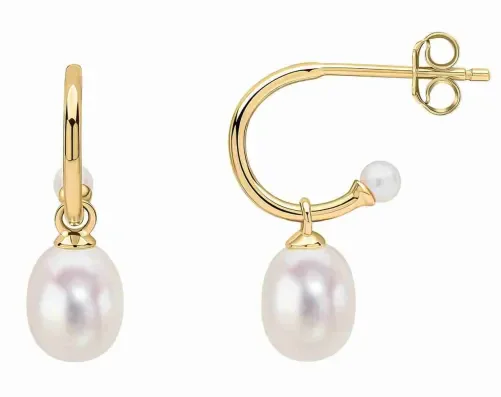 Boucles d oreilles  éclat nacré  - perle de culture et or 375 carats