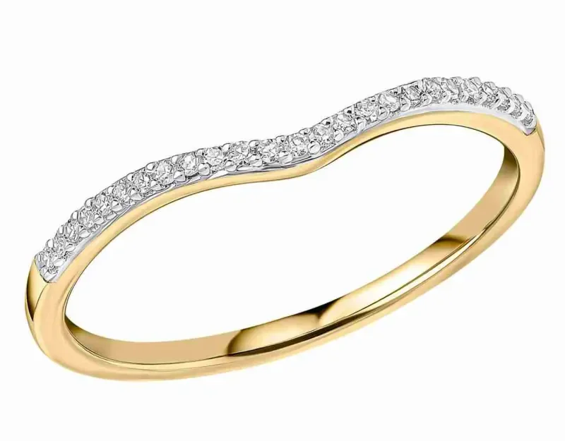 Bague en forme de V sertie de diamants en or 375 alliance femme élégante et éternelle
