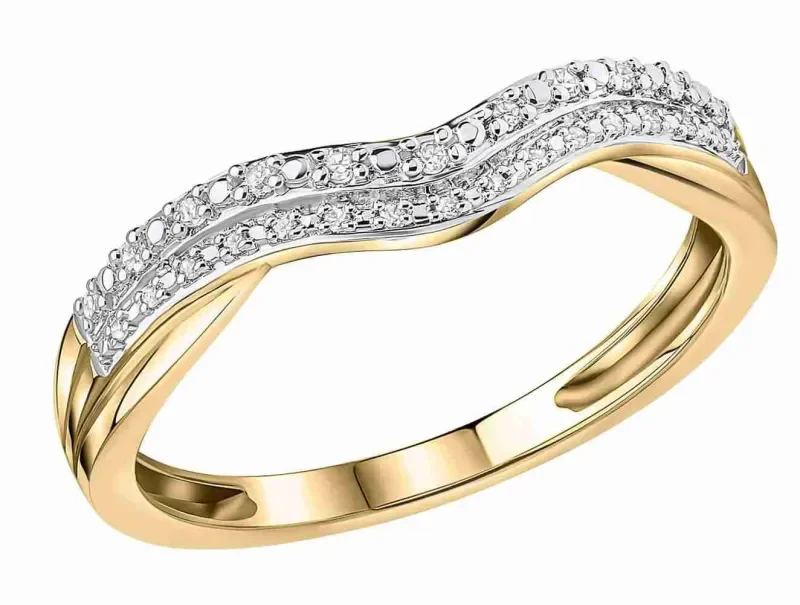 Bague sertie de double vagues de diamants en or 375 bijou femme