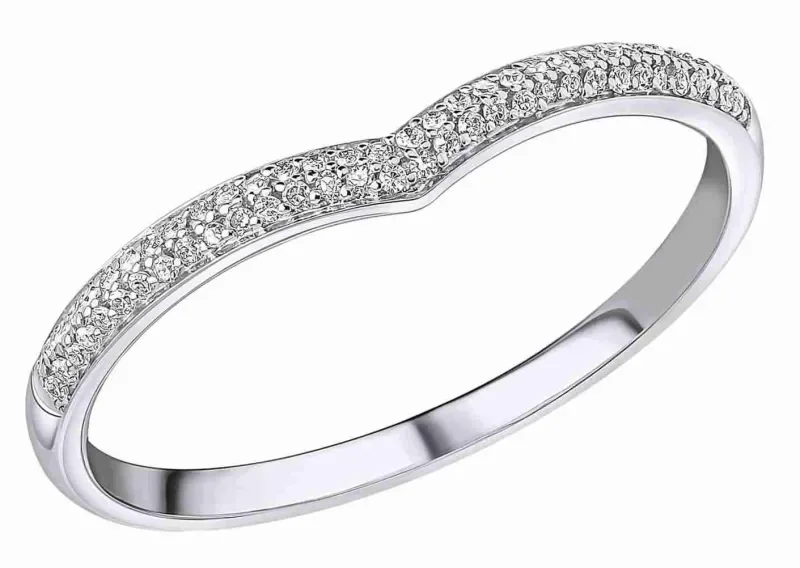 Bague en forme de V sertie de micro-diamants en or blanc 375 bijou femme