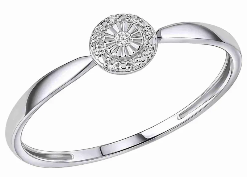 Bague en or blanc 375 diamant véritable solitaire femme élégant et moderne