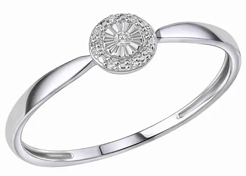 Bague solitaire pour femme en or blanc 375 massif sertie d'un diamant blanc brillant facetté.