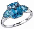 Bague en or blanc 375 avec topaze bleue marine bijou femme élégant et précieux