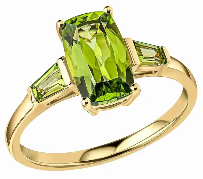 Bague élégante péridote en or 375
