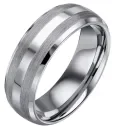 Bague chic et classe en tungstène brossé et poli pour homme