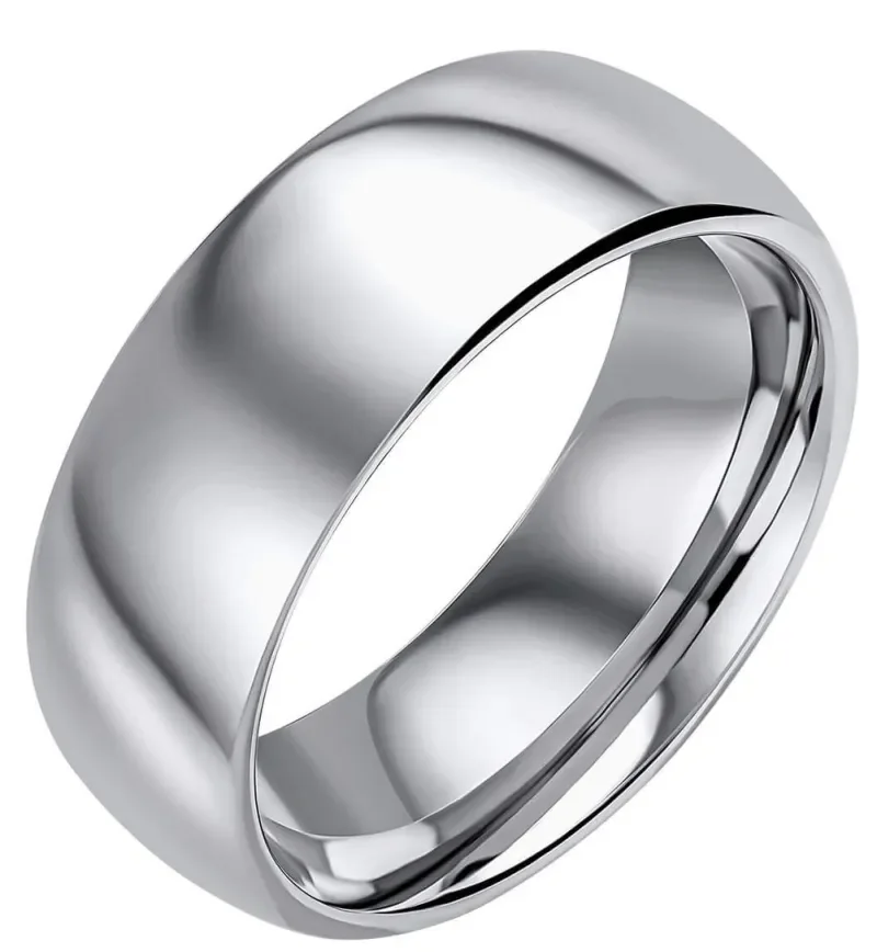 Bague en tungstène poli lisse pour homme