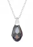 Collier goutte cristal noir en argent 925 pour femme
