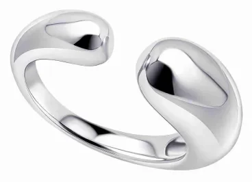 Bague ouverte pour femme en argent massif 925 avec extrémités polies et anneau ajustable minimaliste.