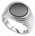 Bague chevaliére onyx noir en argent 925  unisex