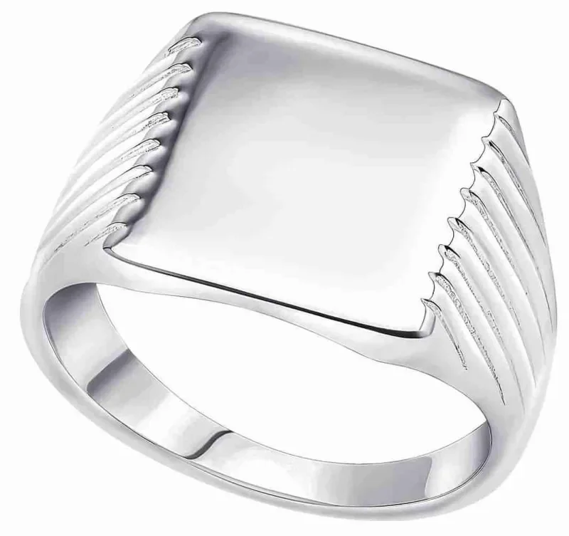 Bague chevalière carrée en argent 925 bijou unisex moderne et élégant