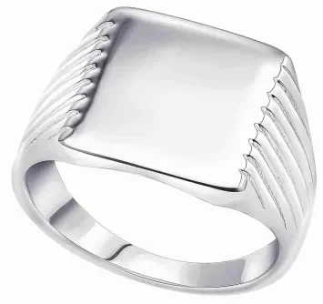 Bague chevalière unisexe en argent massif 925 avec plateau carré lisse et finition polie brillante.