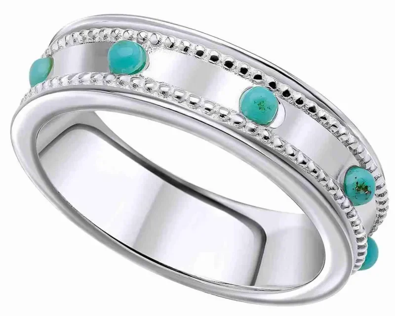 Bague tournante turquoise en argent 925 anneau anti-stress femme bohème