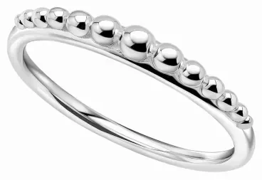 Bague pour femme en argent massif 925 ornée d'un dégradé de perles blanches nacrées de tailles différentes.