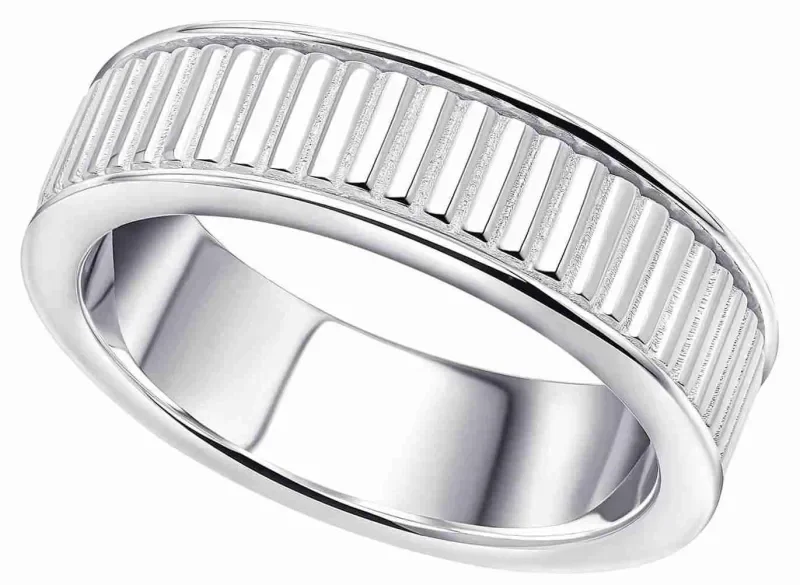 Bague tournante découpe rayure en argent massif 925 unisex