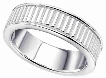 Bague unisexe en argent massif 925 avec anneau central tournant décoré de découpes en rayures verticales.