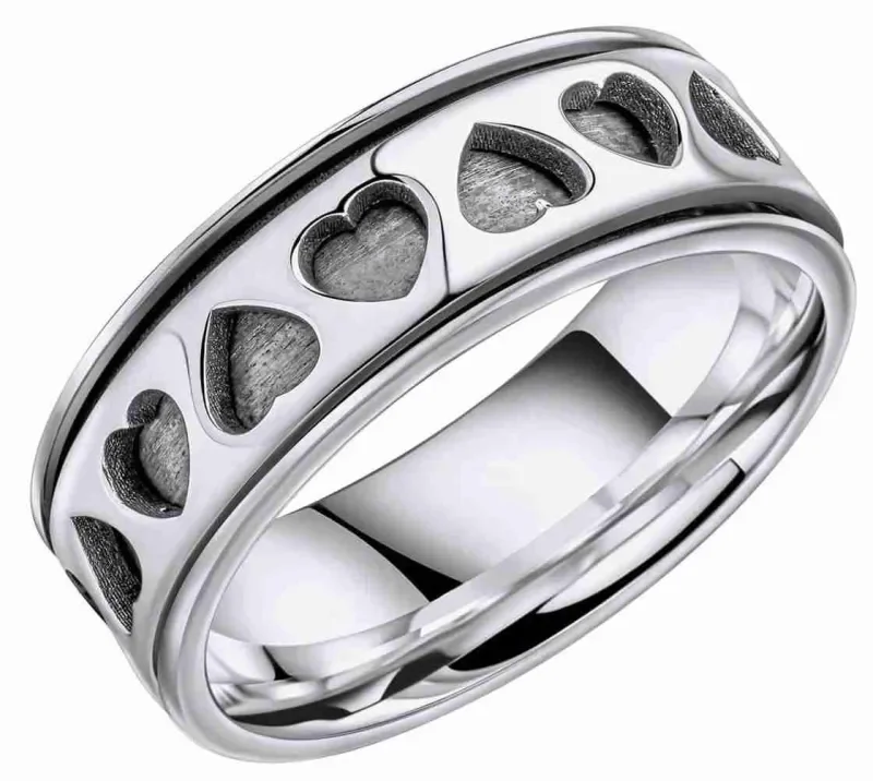 Bague tournante découpe en forme de cœur en argent massif 925