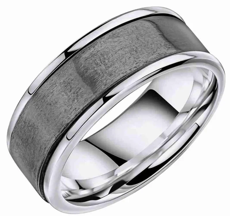 Bague tournante au design brossé en argent massif 925 unisex