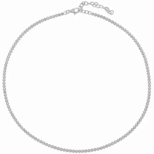 Collier rivière pour femme en argent massif 925 serti d'une ligne continue de pierres de zirconium brillantes.