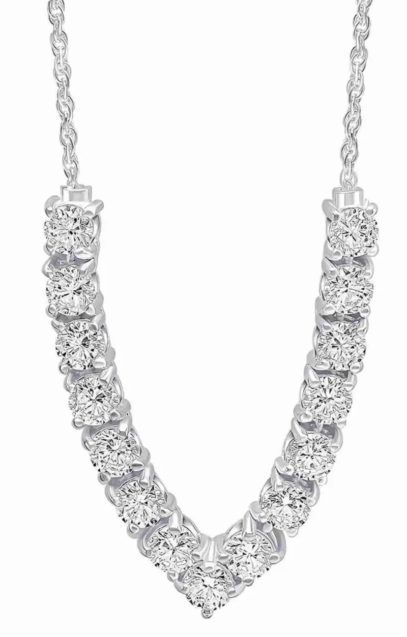 Collier forme en V et zirconiums en argent 925 bijou femme élégant