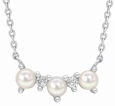 Collier pour femme en argent massif 925 avec pendentif perle blanche solitaire surmonté de pierres de zirconium brillantes.