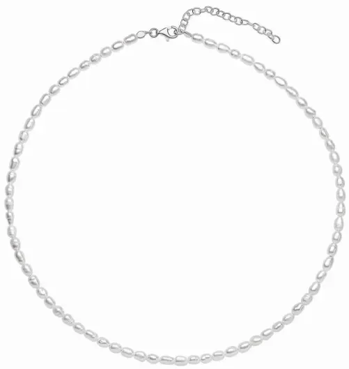 Collier pour femme en argent massif 925 avec pendentif perle solitaire blanche nacrée et brillante.