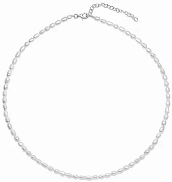 Collier pour femme en argent massif 925 avec pendentif perle solitaire blanche nacrée et brillante.