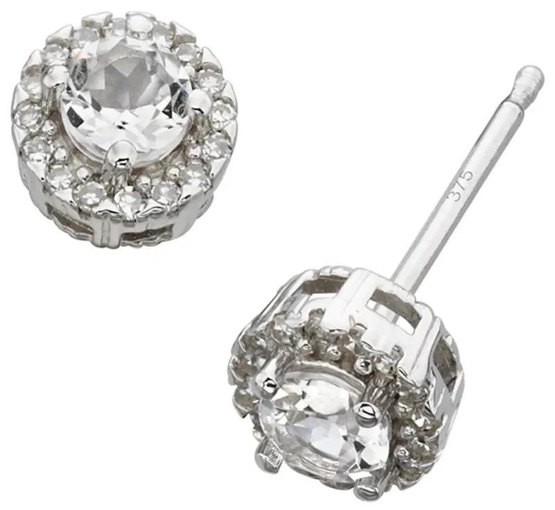 Boucles d oreilles solitaire diamant en or blanc 9 carats