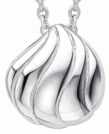 Collier pour femme en argent massif 925 avec pendentifs en forme de vagues en dégradé fini poli.