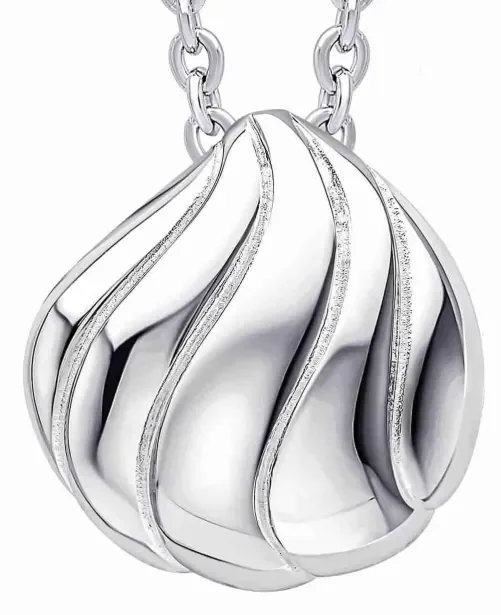 Collier pour femme en argent massif 925 avec pendentifs en forme de vagues en dégradé fini poli.