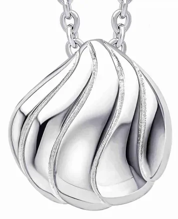 Collier pour femme en argent massif 925 avec pendentifs en forme de vagues en dégradé fini poli.