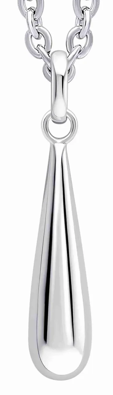 Collier pour femme en argent massif 925 avec pendentif en forme de goutte d'eau polie et brillante.