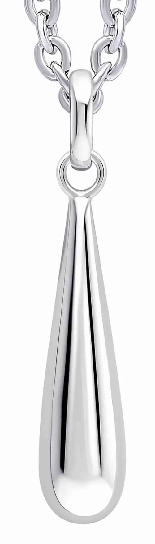 Collier pour femme en argent massif 925 avec pendentif en forme de goutte d'eau polie et brillante.
