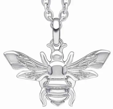 Collier pour femme en argent massif 925 avec pendentif en forme d'abeille finement ciselée style nature.