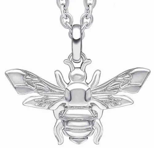 Collier pour femme en argent massif 925 avec pendentif en forme d'abeille finement ciselée style nature.