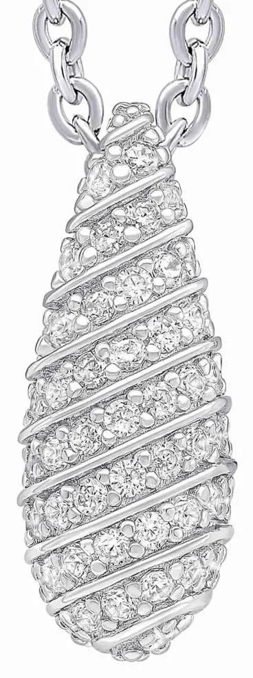 Collier pour femme en argent massif 925 avec pendentif en forme de goutte serti de pierres de zirconium brillantes.