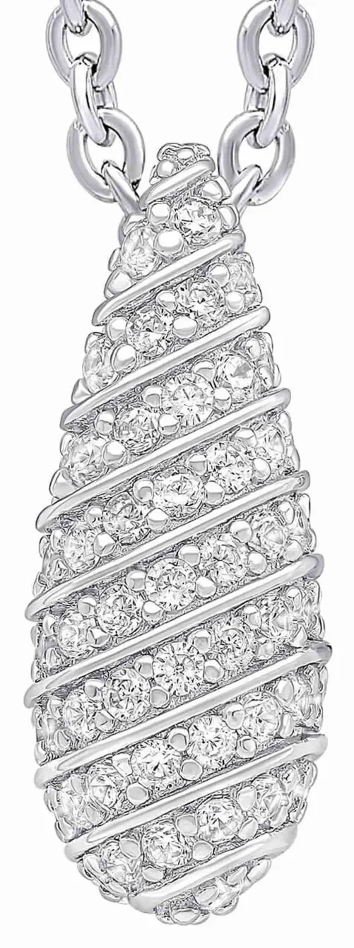 Collier pour femme en argent massif 925 avec pendentif en forme de goutte serti de pierres de zirconium brillantes.