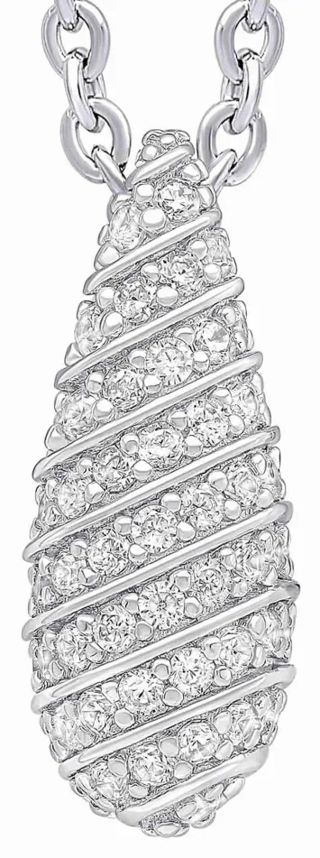 Collier pour femme en argent massif 925 avec pendentif en forme de goutte serti de pierres de zirconium brillantes.