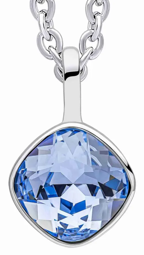 Collier pour femme en argent massif 925 avec pendentif en cristal bleu scintillant facetté.