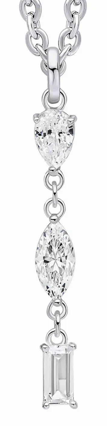 Collier pour femme en argent massif 925 avec pendentif serti de pierres de zirconium brillantes style joaillerie.