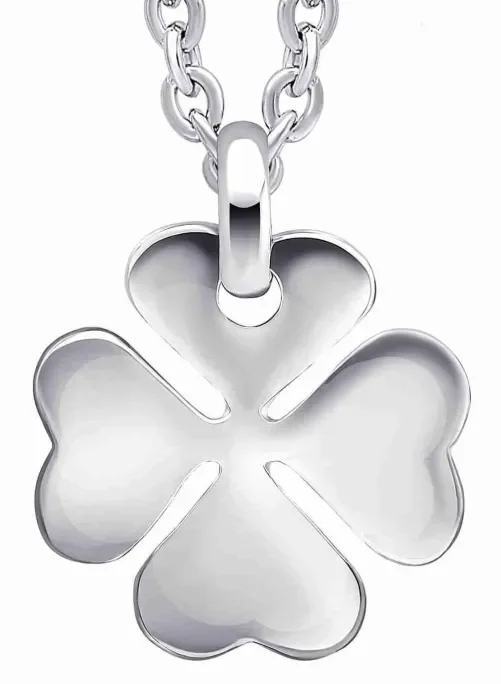 Collier pour femme en argent massif 925 avec pendentif trèfle à quatre feuilles symbole de chance.