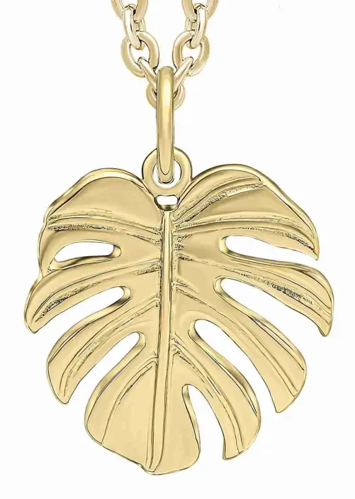 Collier pendentif feuille en argent 925 plaqué or pour femme bijou motif nature tendance.