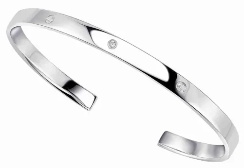 Bracelet jonc rigide pour femme en argent 925 serti de cristaux de zirconium scintillants style luxueux.